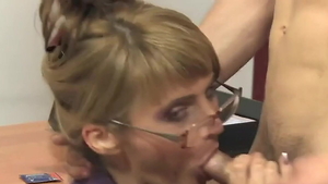 Young russian stepmom sucking cock in school