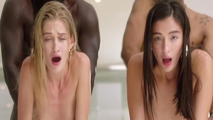 Emily Willis next to Tiffany Tatum cumshot at the beach