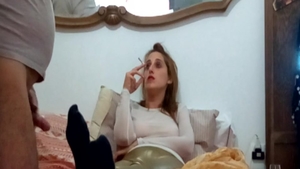 Big boobs and young couple homemade handjob