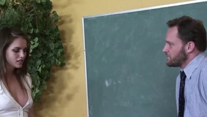 Trimmed american brunette fucking in school in HD