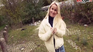 Blowjob outdoors skinny german