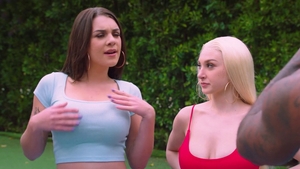 Hard slamming alongside large tits