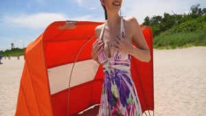 Angelina Diamanti wearing bikini rides dildo