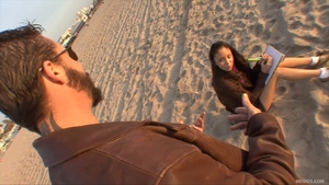 Petite brunette Alexis Love POV outdoors in HD