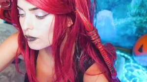 Beautiful dracula in the leggings fingering on Halloween solo