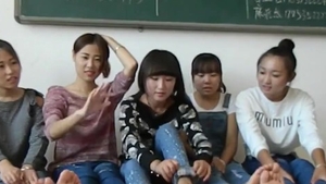 Feet licking along with asian college girl in shoes HD