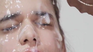 Bukkake in the company of very shy teen