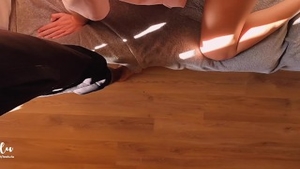 Amateur deepthroat on sofa