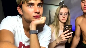 Threesome in the company of very cute teen