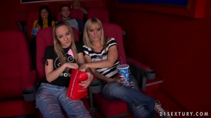 Blue Angel pussy eating in the cinema