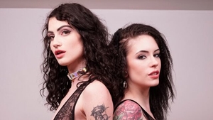 Lydia Black in sexy lingerie with Anna De Ville kissing