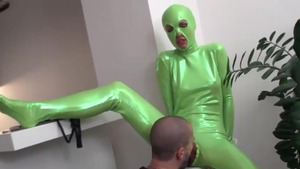 Hot teen chick wearing latex nailed rough