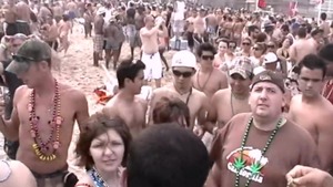 Small boobs brunette reality flashing at the beach