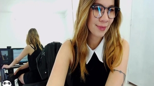 Girl masturbating glamour wearing glasses solo