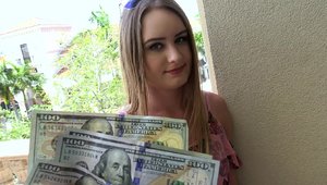 Public Pick Ups: Teen chick Daisy Stone bends over outdoors